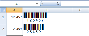barcode formula in excel