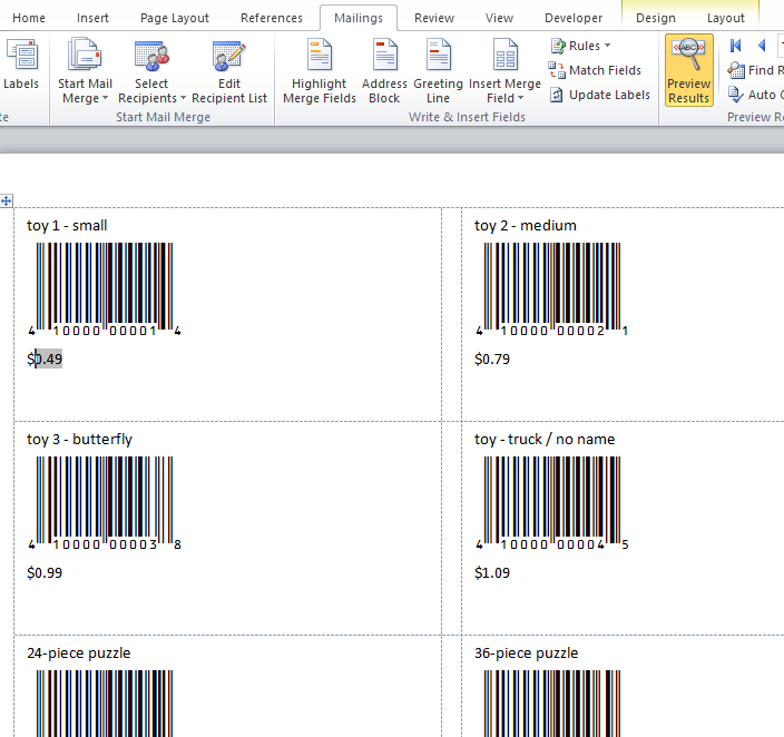 Barcode Label Template Word
