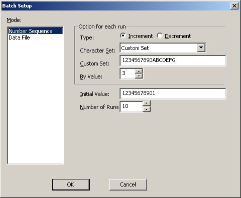 Batch Setup Dialog