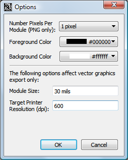 Export Options Dialog